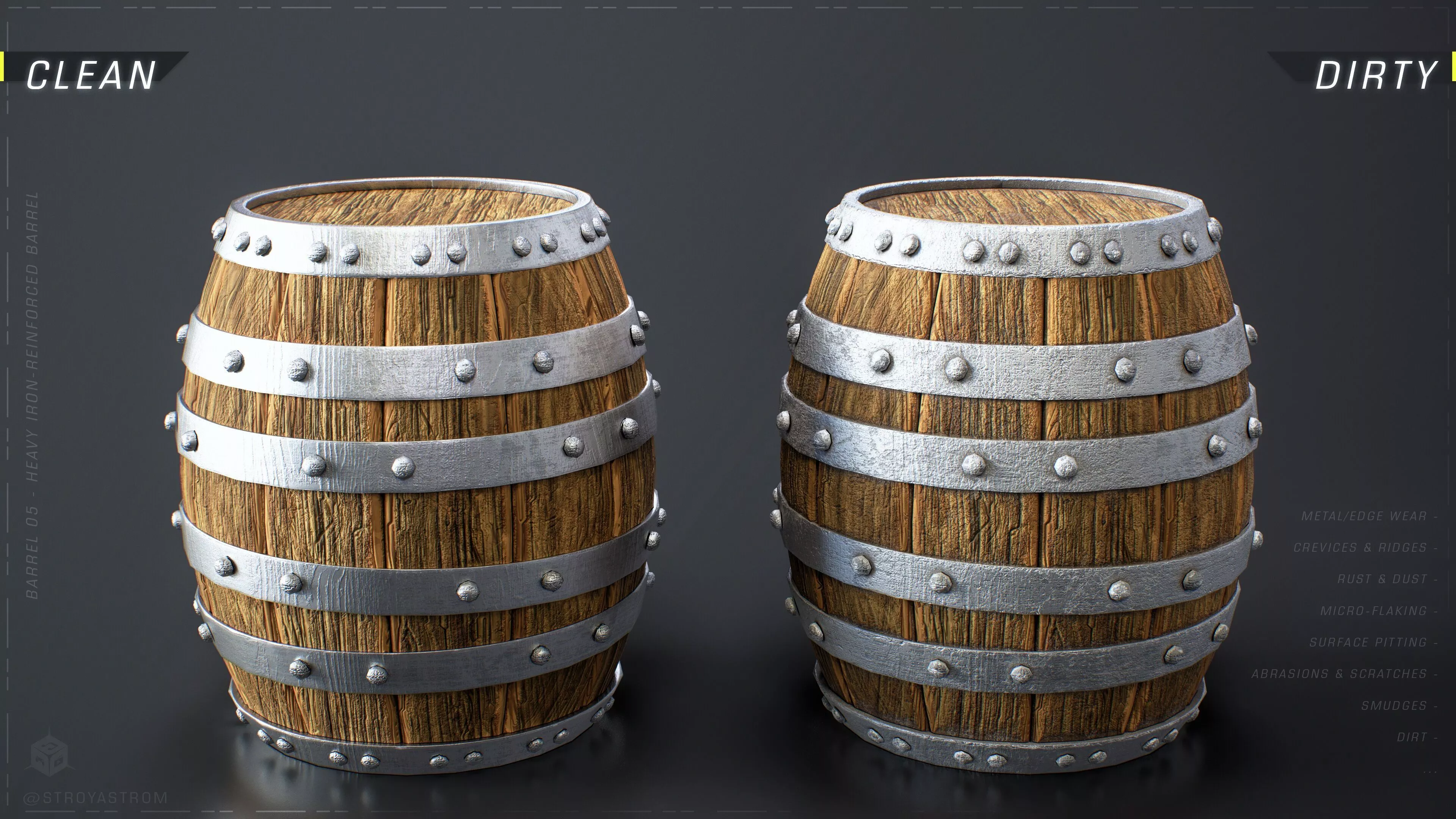 Barrel 05 - Heavy Iron-Reinforced Barrel Low-poly 3D model