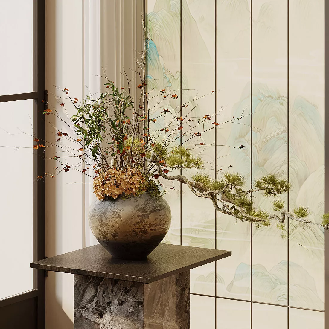 Floral arrangement in vase 3D model