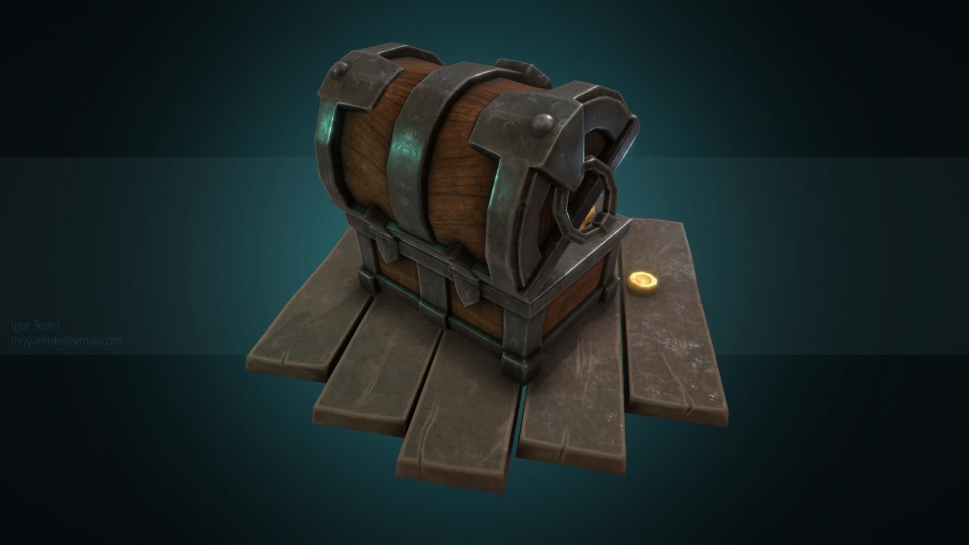 Treasure chest Low-poly 3D model_2