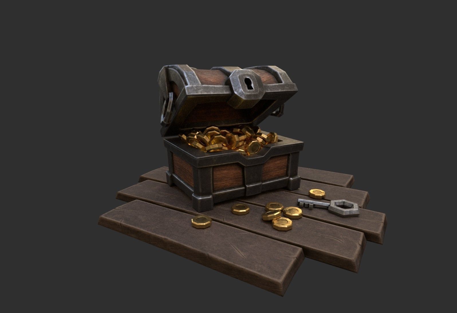 Treasure chest Low-poly 3D model_5