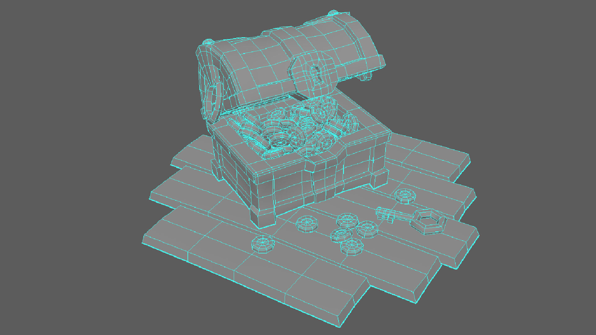 Treasure chest Low-poly 3D model_7
