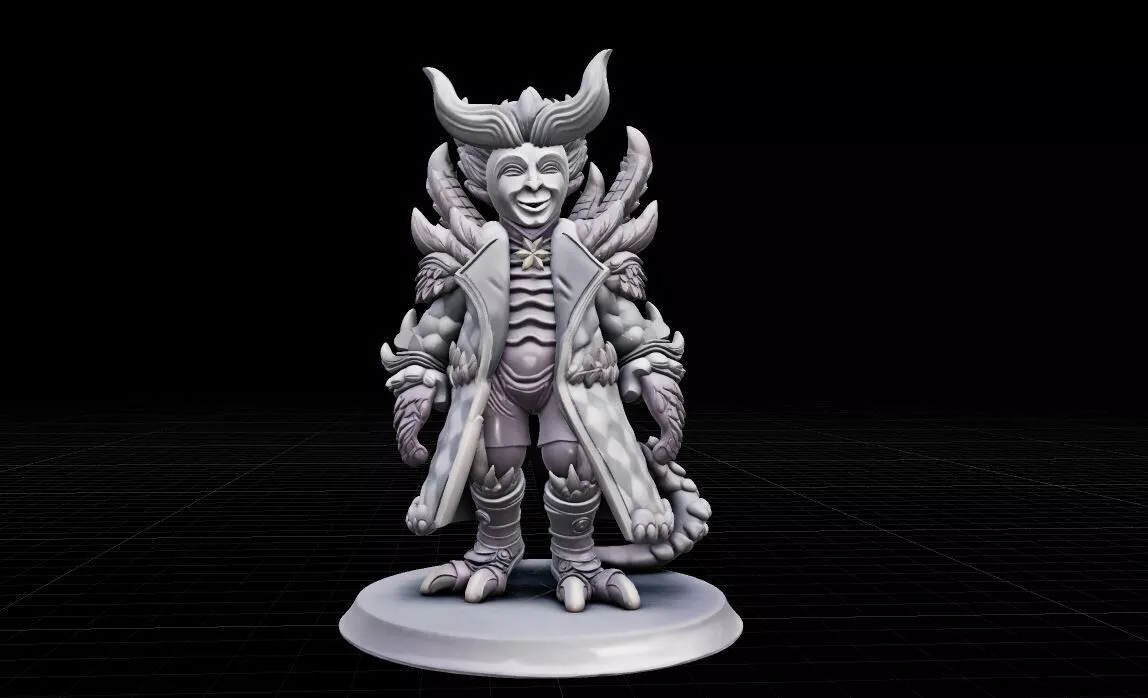 Stylized Horned Boy Miniature Grinning Anime Demon 3D Model 3D print model