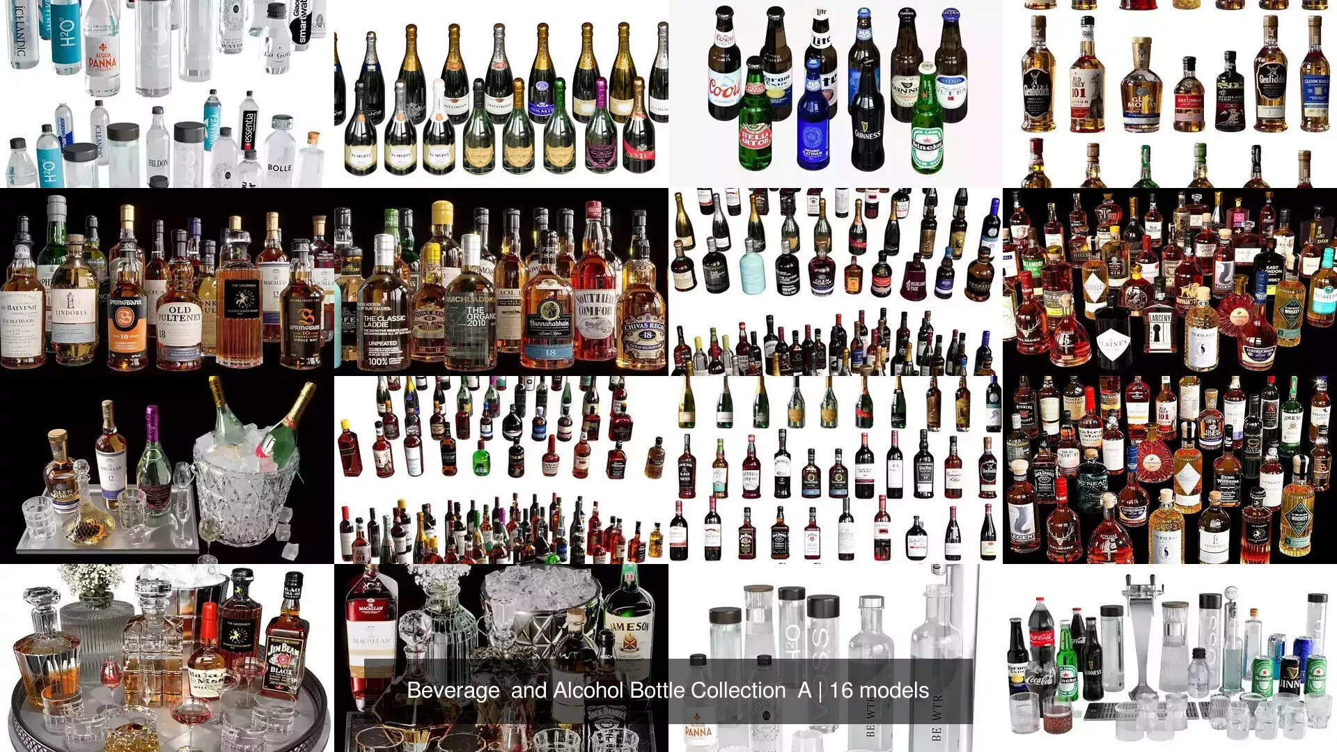 Beverage and Alcohol Bottle Collection A 3D Model Pack