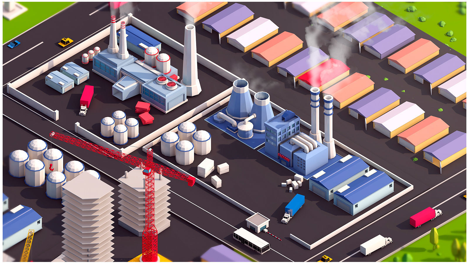 Low Poly Megapolis City Premium Pack Low-poly 3D model_8