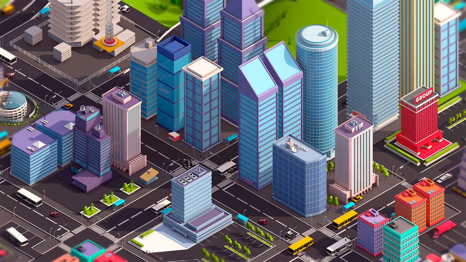 Low Poly Megapolis City Premium Pack Low-poly 3D model_14