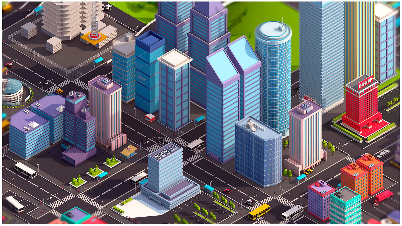 Low Poly Megapolis City Premium Pack Low-poly 3D model_11