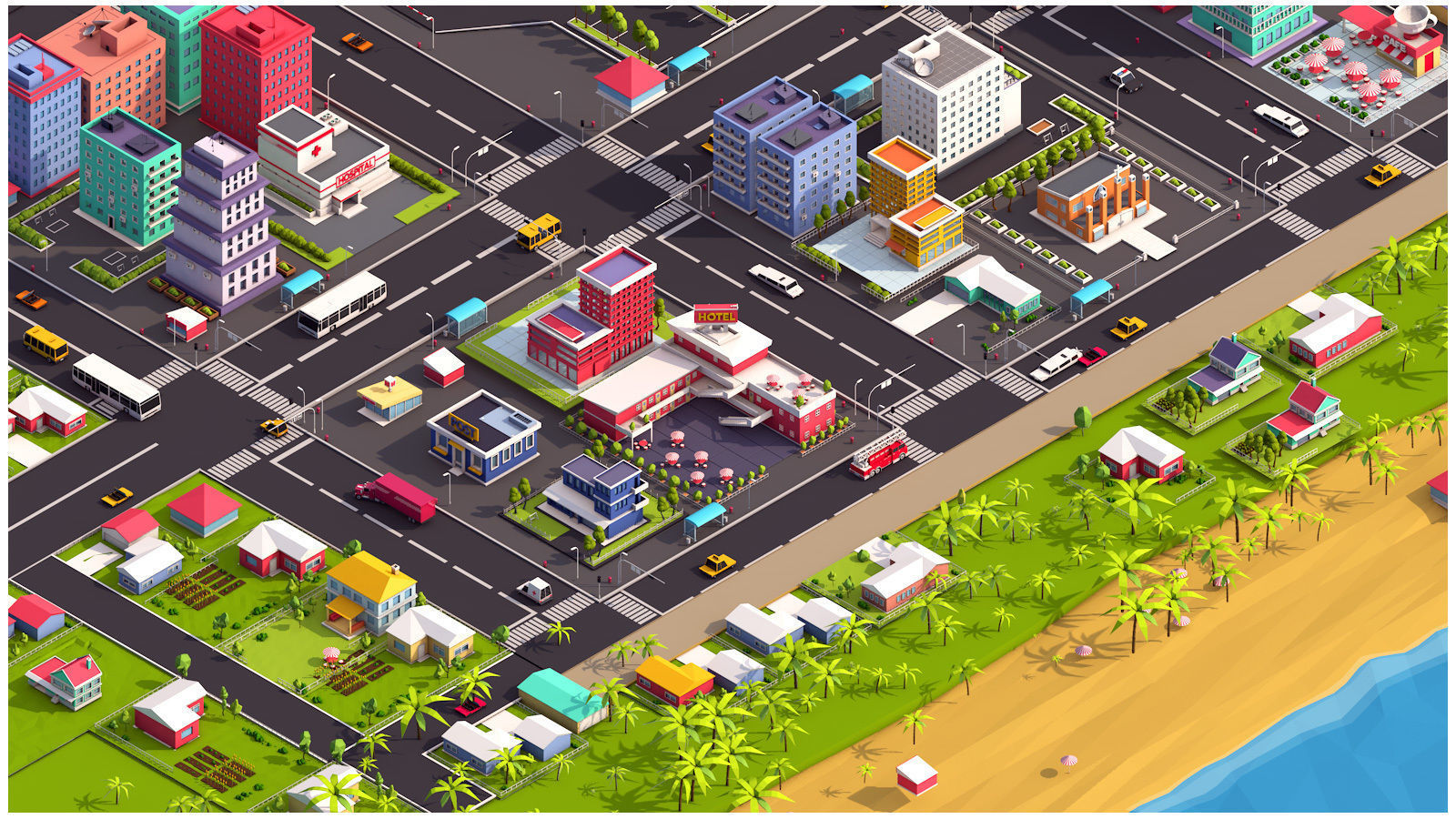 Low Poly Megapolis City Premium Pack Low-poly 3D model_7