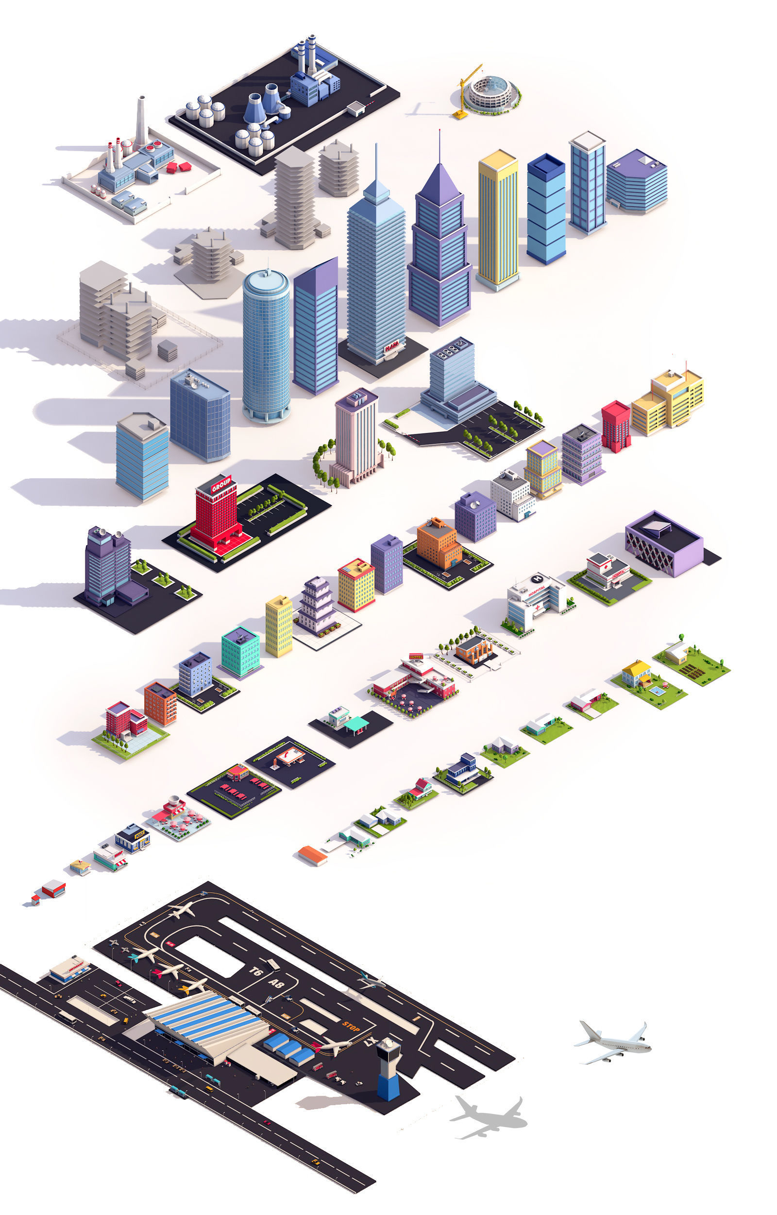 Low Poly Megapolis City Premium Pack Low-poly 3D model_21