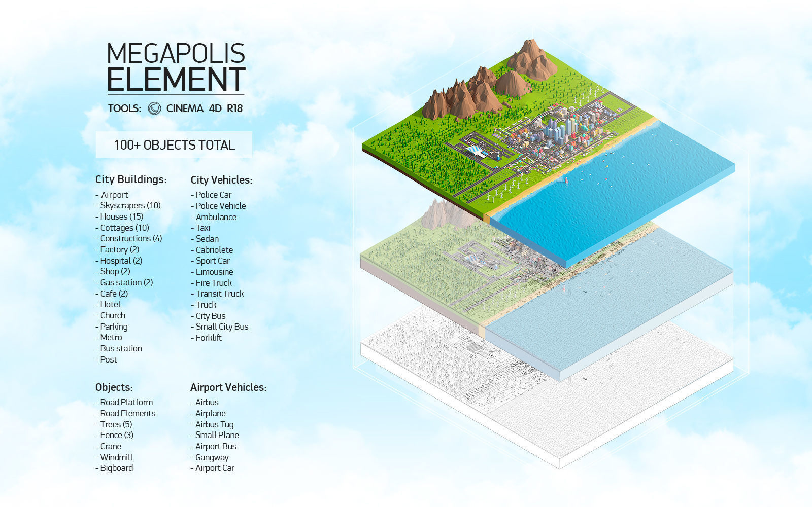 Low Poly Megapolis City Premium Pack Low-poly 3D model_2