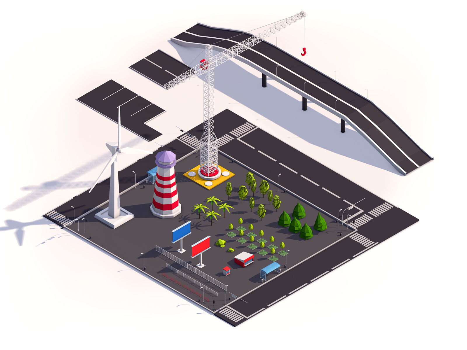 Low Poly Megapolis City Premium Pack Low-poly 3D model_19