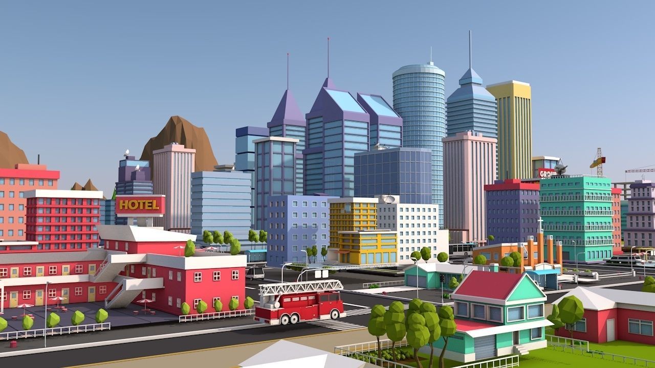 Low Poly Megapolis City Premium Pack Low-poly 3D model_16