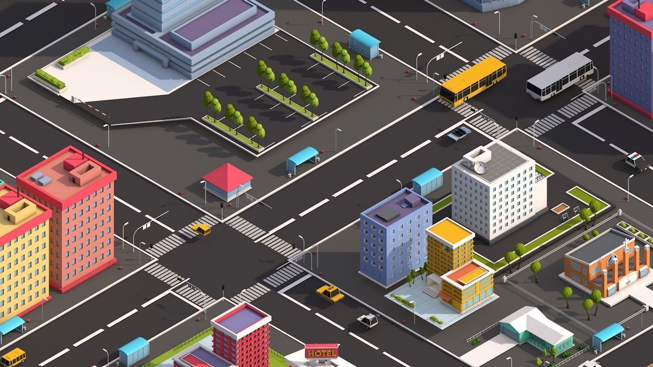 Low Poly Megapolis City Premium Pack Low-poly 3D model_10