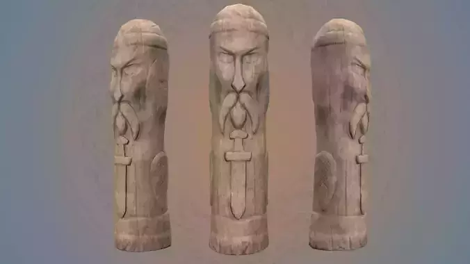 Old Celtic Idol Low-poly 3D model
