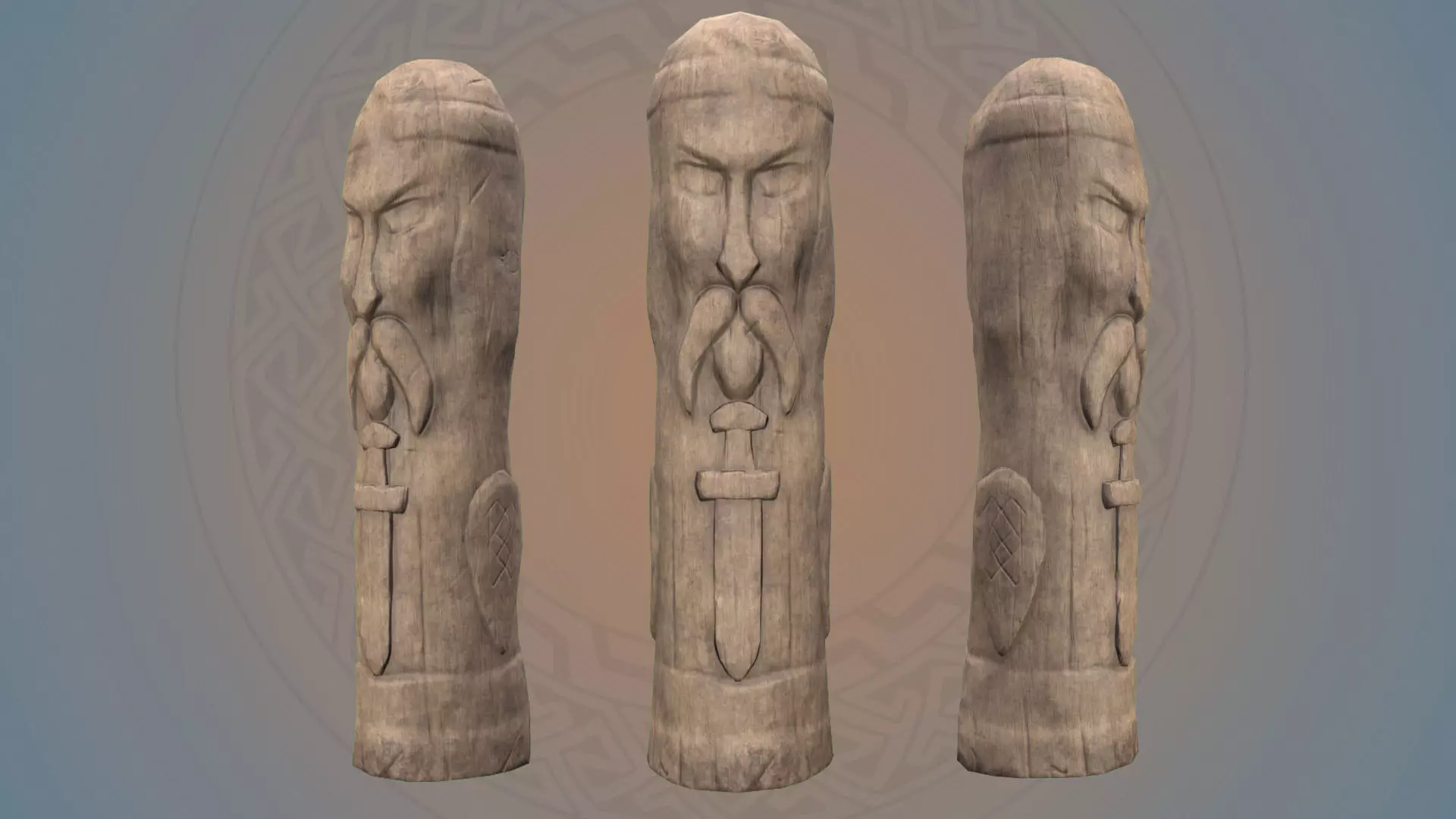 Old Celtic Idol Low-poly 3D model_0