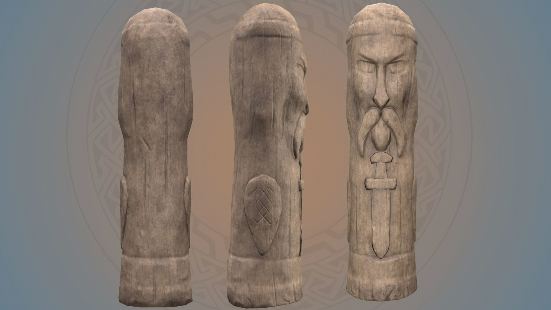 Old Celtic Idol Low-poly 3D model_2