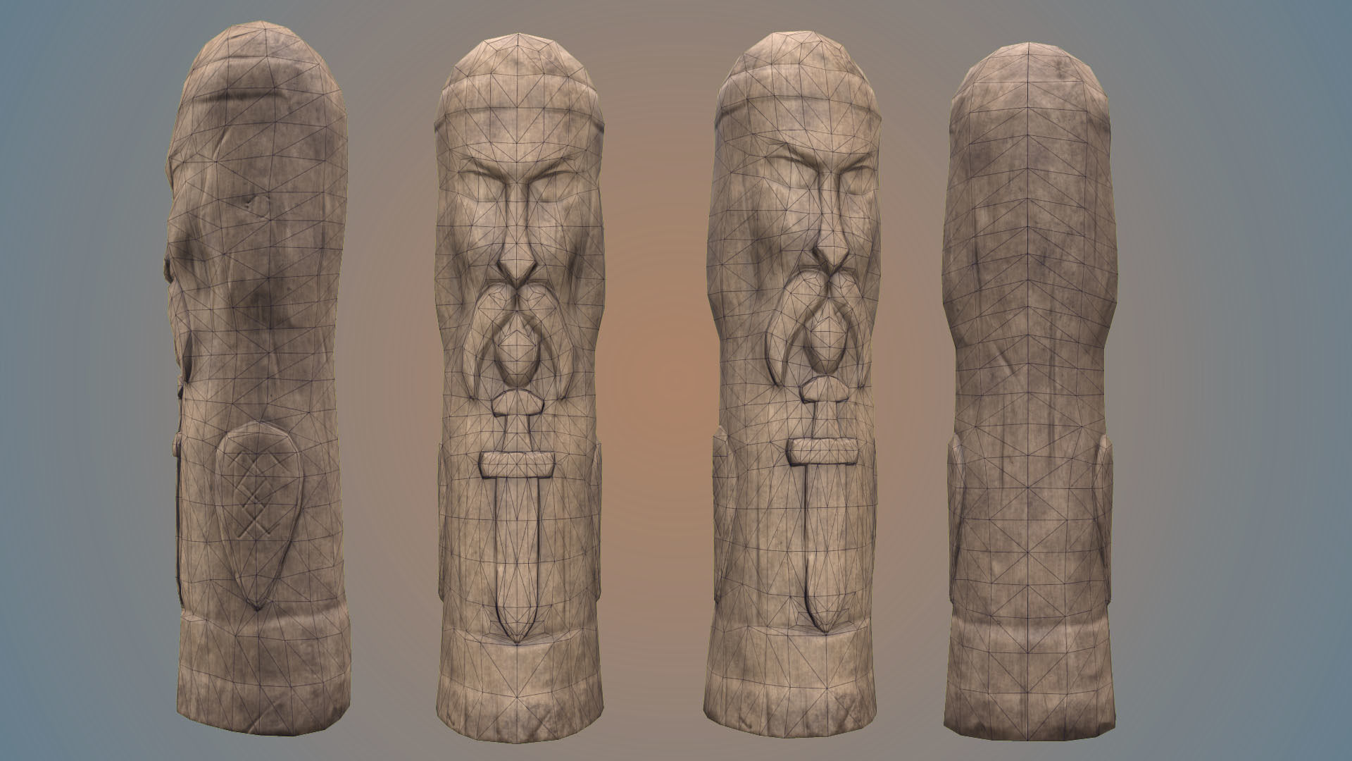 Old Celtic Idol Low-poly 3D model_3