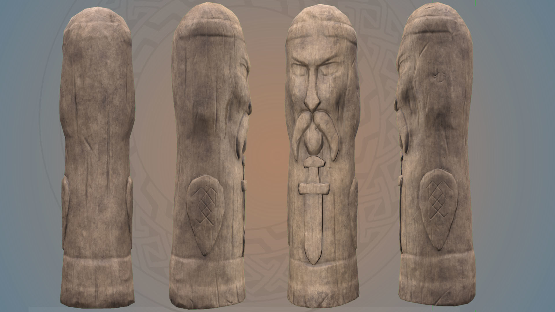 Old Celtic Idol Low-poly 3D model_1