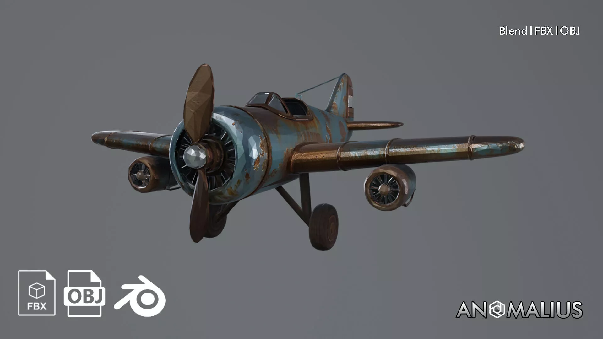 rusty airplane wreck 3D model