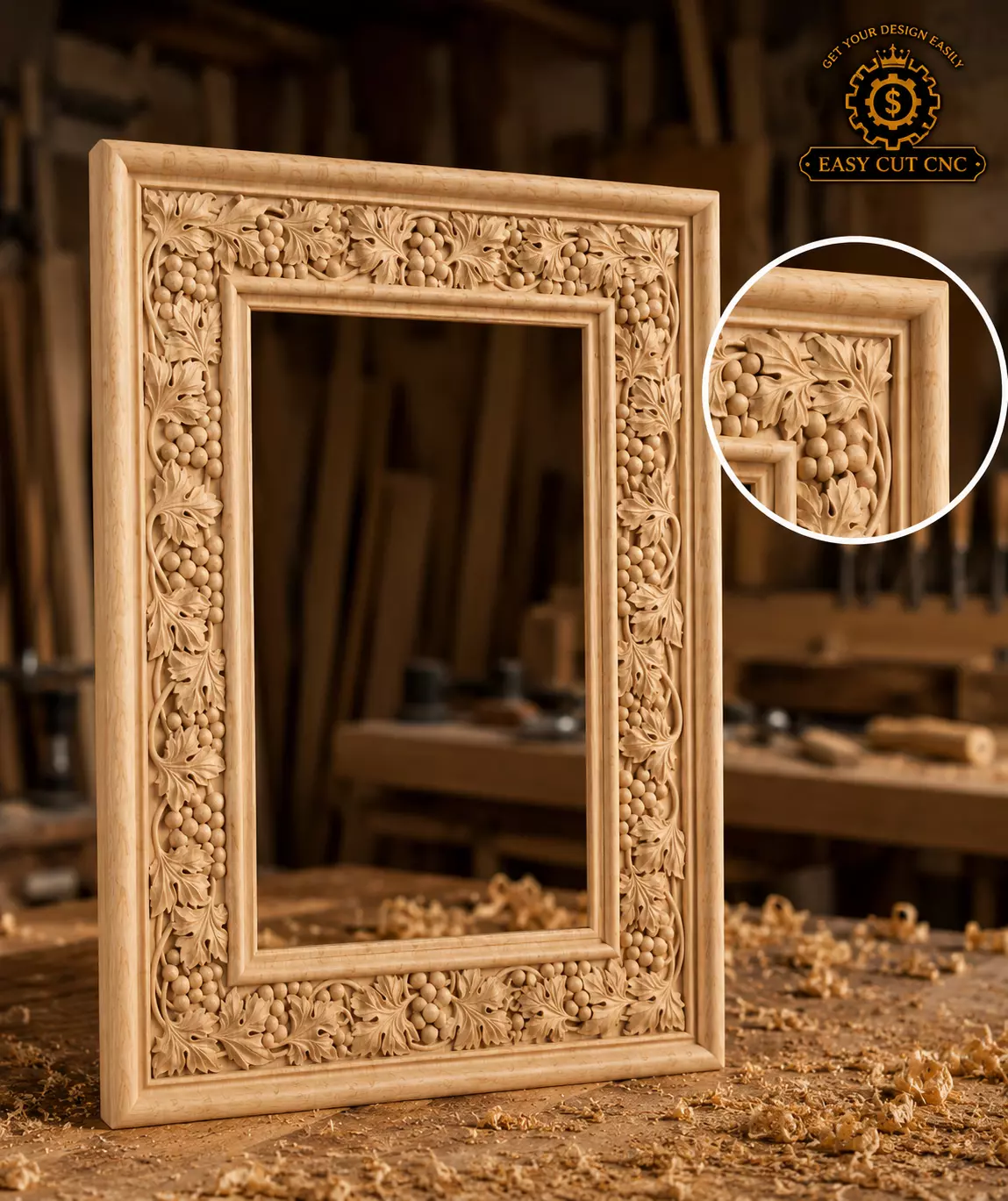 Luxury Grapevine CNC Frame STL Design 3D model