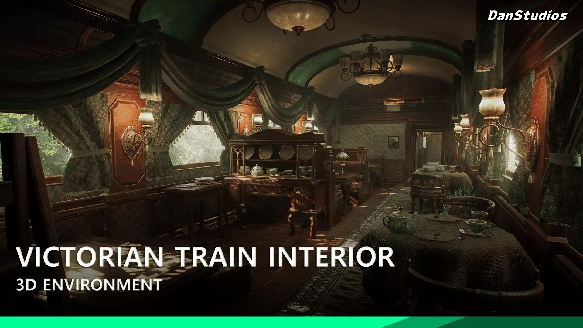 Victorian Train Interior Environment Pack Low-poly 3D model