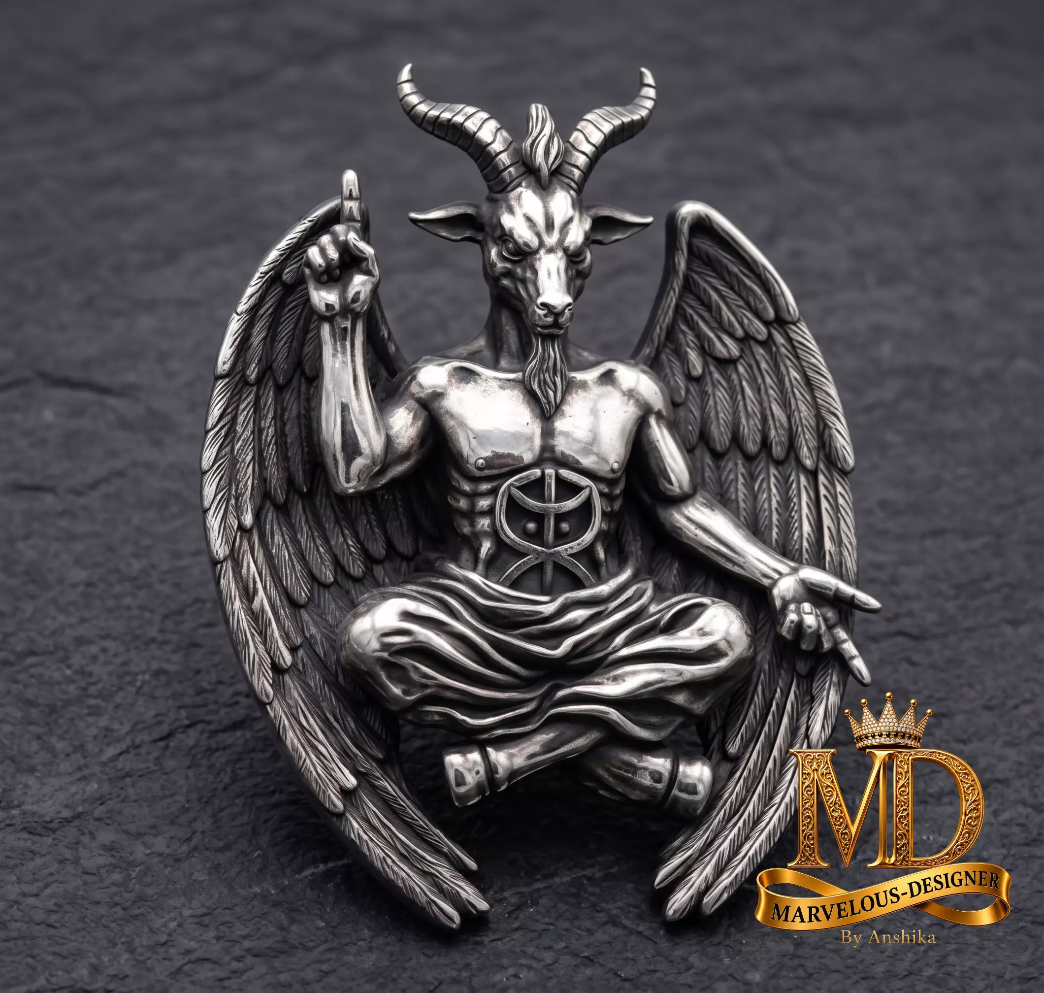 Alchemy Winged Baphomet Necklace 3D print model
