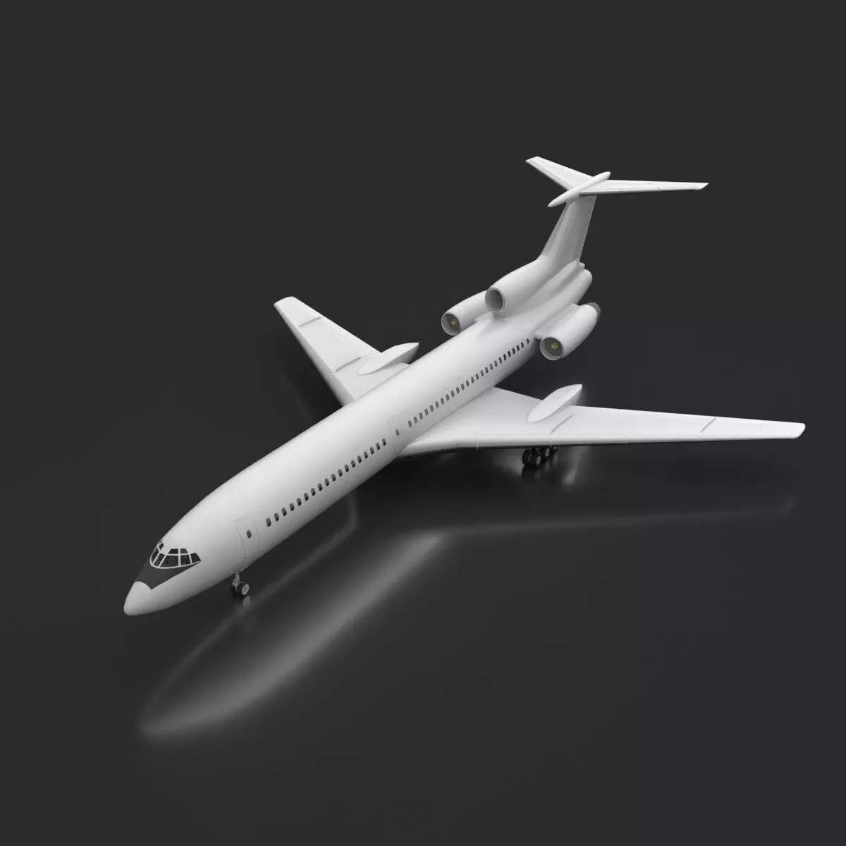 Airplane Tu-154 Blank Livery with LODs --183-- Low-poly 3D model