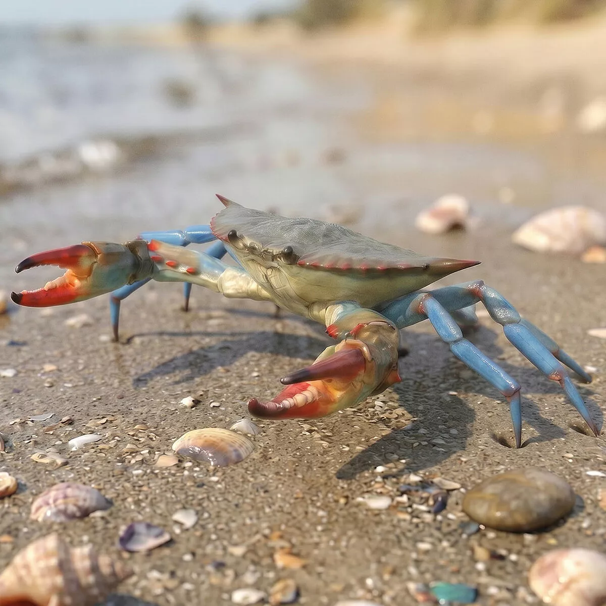 Marine Blue Crab Walk Sideways Animated Rigged For Maya 3D model