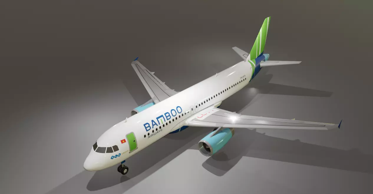 Bamboo Airways airbus a320-232 low poly 3D Model Low-poly 3D model