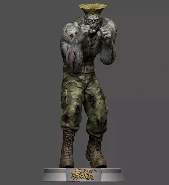 Guile Zombie From Street Fighter for 3D printing Free 3D print model