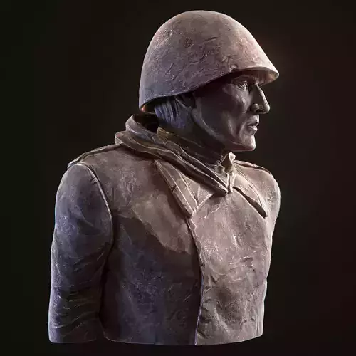 Stone monument to a WWII soldier PBR