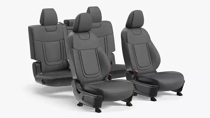 Interior Vehicle Full Seat Set Black 3D model