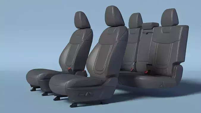Interior Vehicle Full Seat Set Black 3D model 3