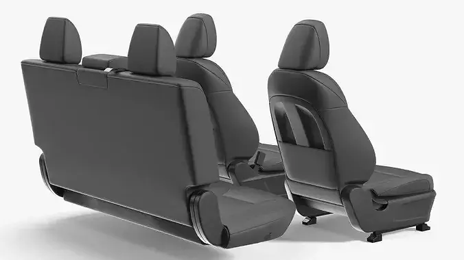 Interior Vehicle Full Seat Set Black 3D model 6