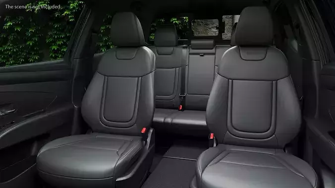 Interior Vehicle Full Seat Set Black 3D model 2