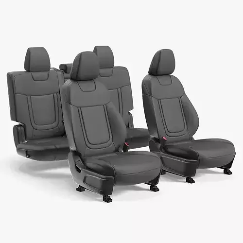 Interior Vehicle Full Seat Set Black 3D model 5
