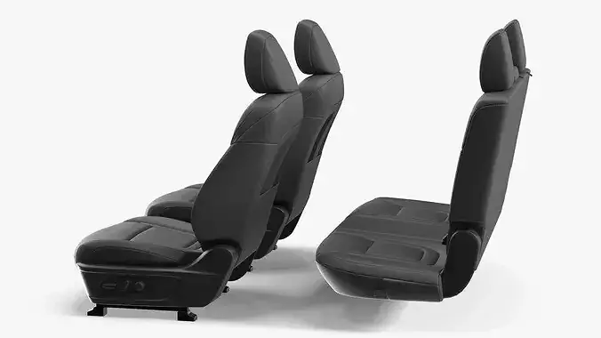 Interior Vehicle Full Seat Set Black 3D model 4