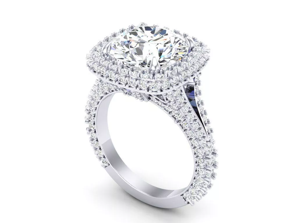 Round Cushion Halo Engagement Ring 3D print model
