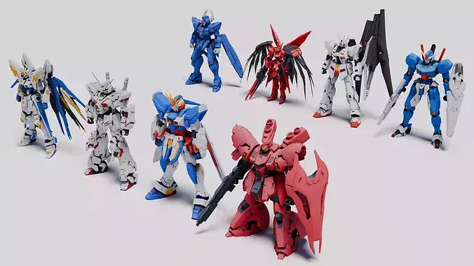 Sci-Fi Mecha Robot Collection 8-Piece High-Poly Asset Bundle