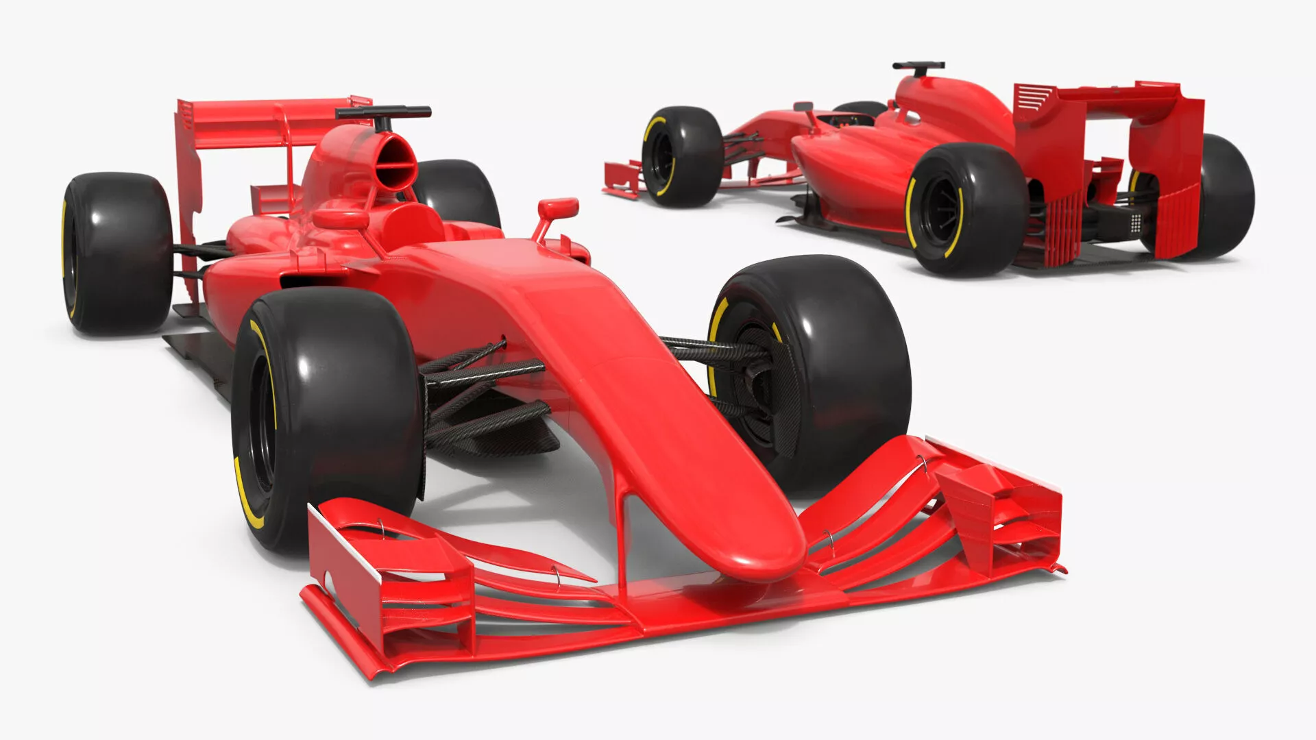 Formula One Racing Car with Rear Wing Red Rigged for Cinema 4D 3D model