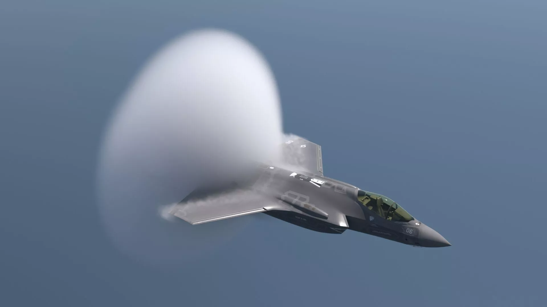 Supersonic Combat Aircraft With Shockwave VDB For Blender 3D model