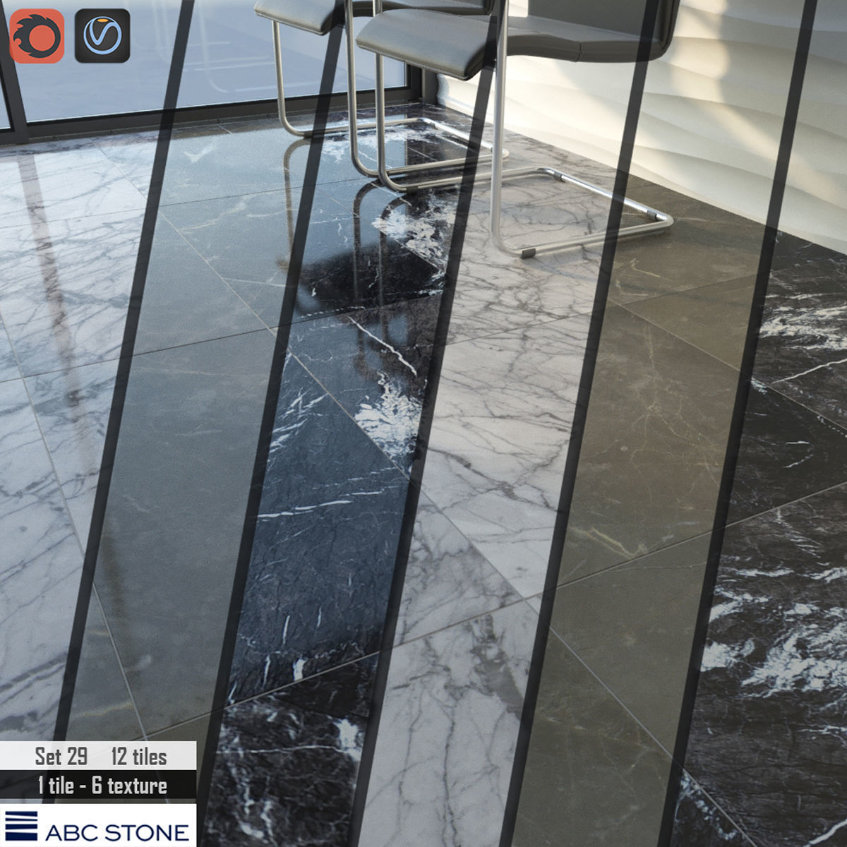 ABC Stone Set 3D model_1