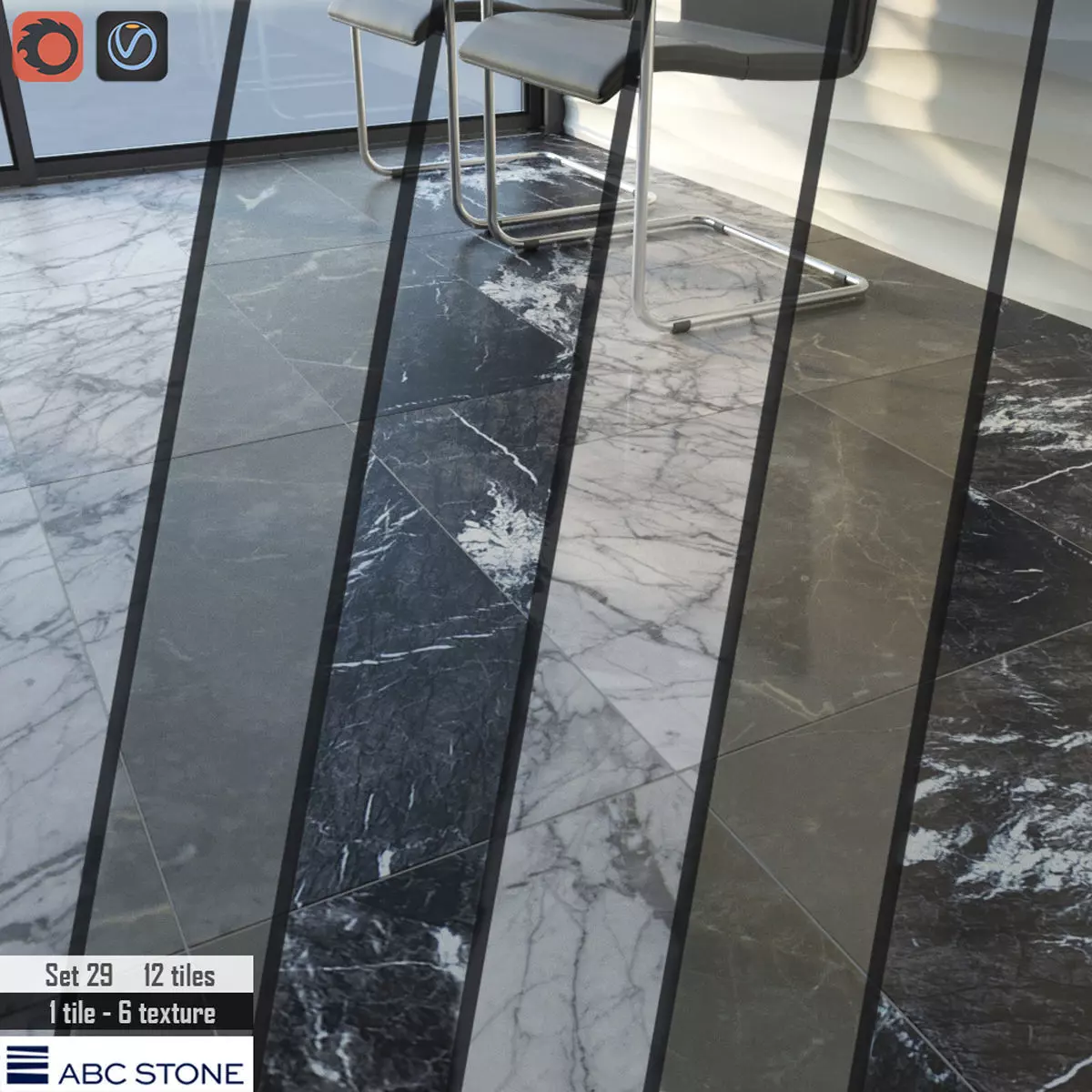 ABC Stone Set 3D model_0