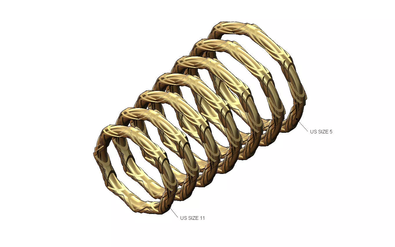 Art deco carved pattern stacking band ring US size 5to11 N02 3D print model