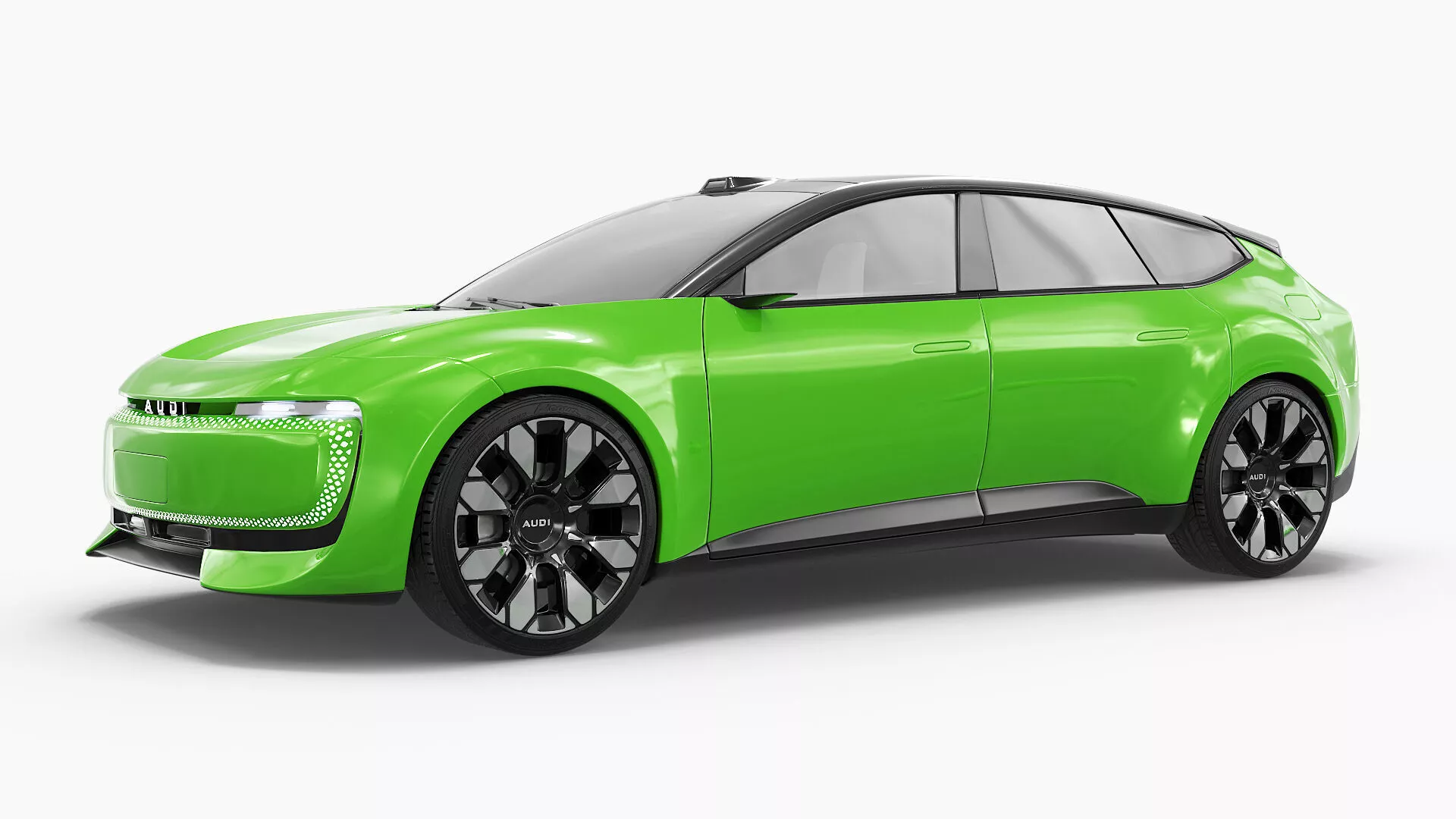 Audi E Panoramic Roof EV Green Rigged 3D model