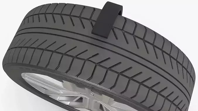 Multi Spoke Aluminum Wheel Tyre 3D model 7