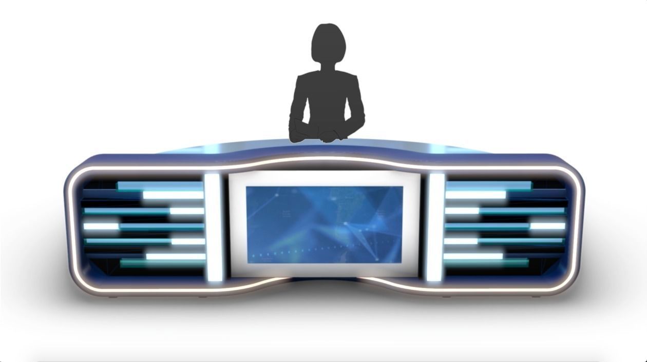 Virtual TV Studio News Desk Collection 12 Pieces 3D model_17