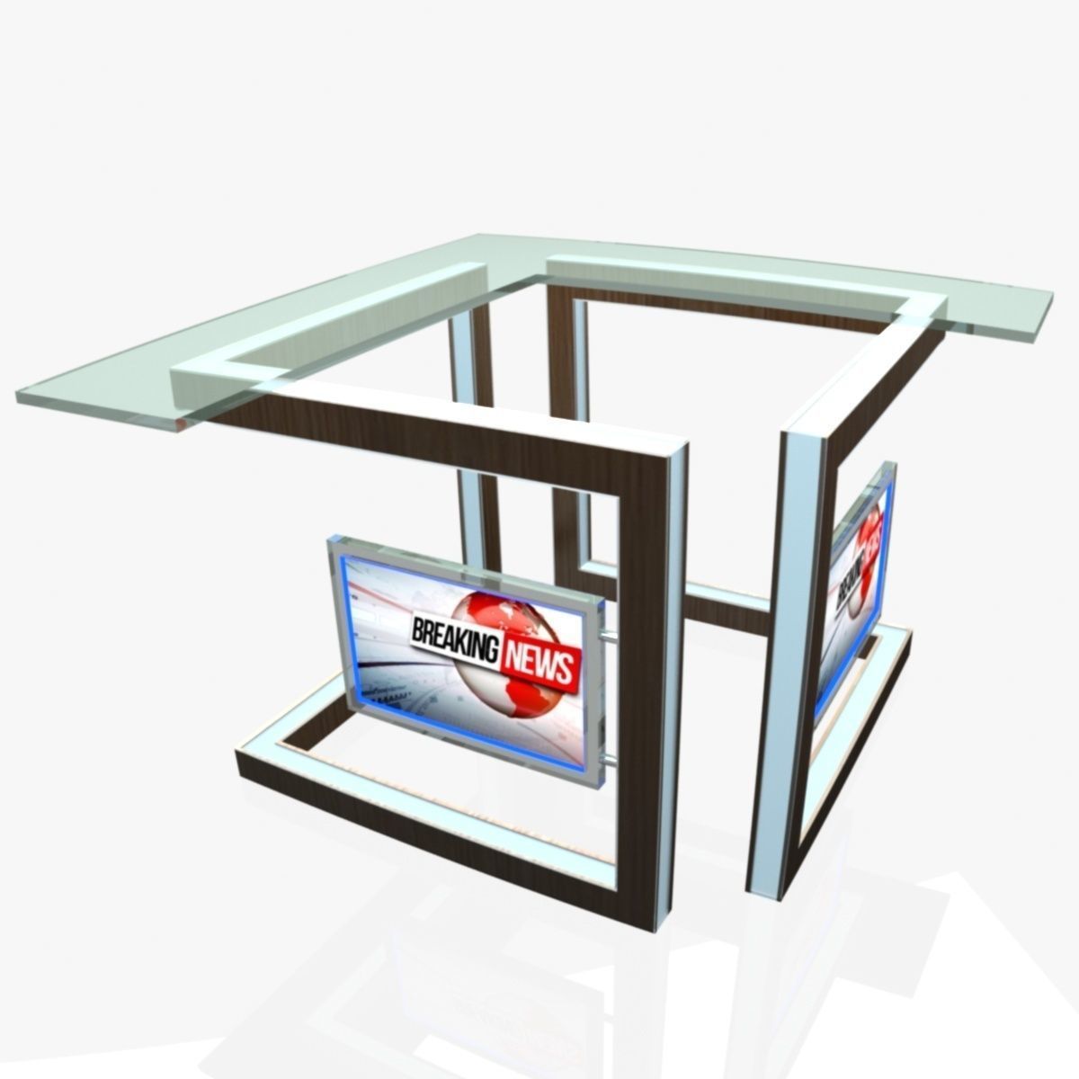 Virtual TV Studio News Desk Collection 12 Pieces 3D model_60