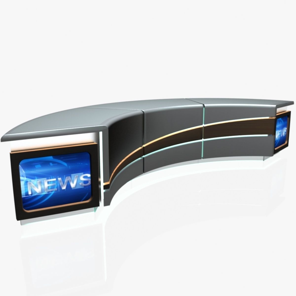Virtual TV Studio News Desk Collection 12 Pieces 3D model_67