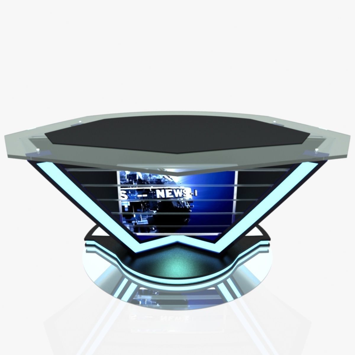 Virtual TV Studio News Desk Collection 12 Pieces 3D model_109