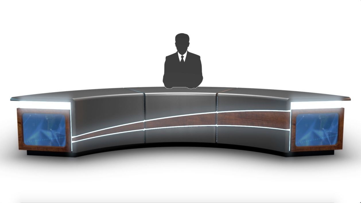 Virtual TV Studio News Desk Collection 12 Pieces 3D model_15